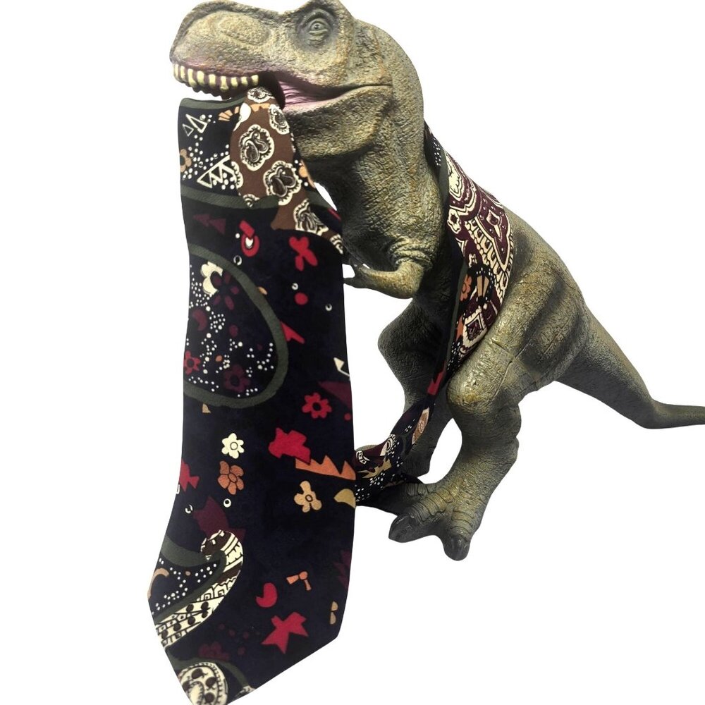 Guy Laroche Couture Silk Necktie With Abstract Floral & Geometric Pattern